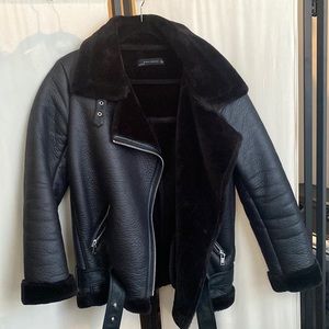 Zara Faux Leather Biker Jacket - Size Medium